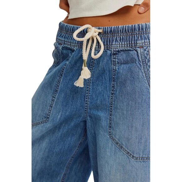 Wide Leg Jeans Women Casual Cropped Boyfriend Denim Ankle Pants Pockets - Picture 3 of 8